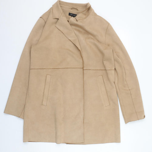New Look Women’s Beige Mid-Length Overcoat Size 10 Regular Fit