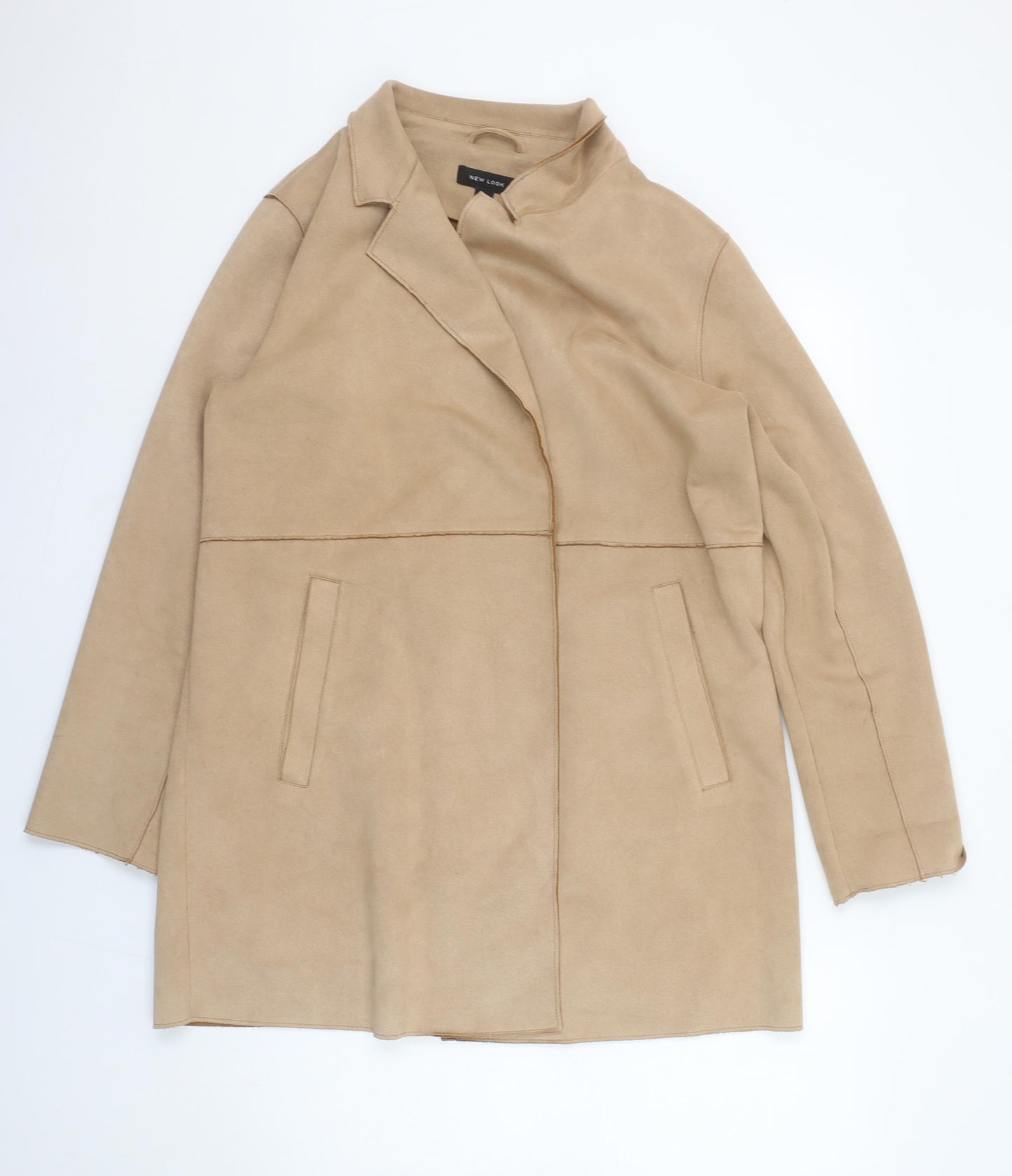 New Look Women’s Beige Mid-Length Overcoat Size 10 Regular Fit