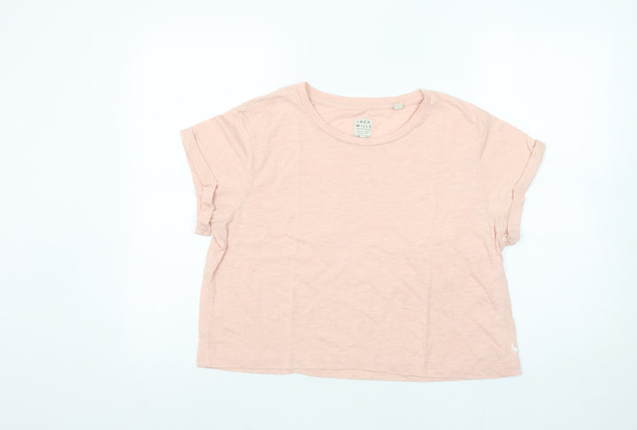 Jack Wills Womens Pink Basic Crew Neck Short Sleeve T-Shirt Size 12