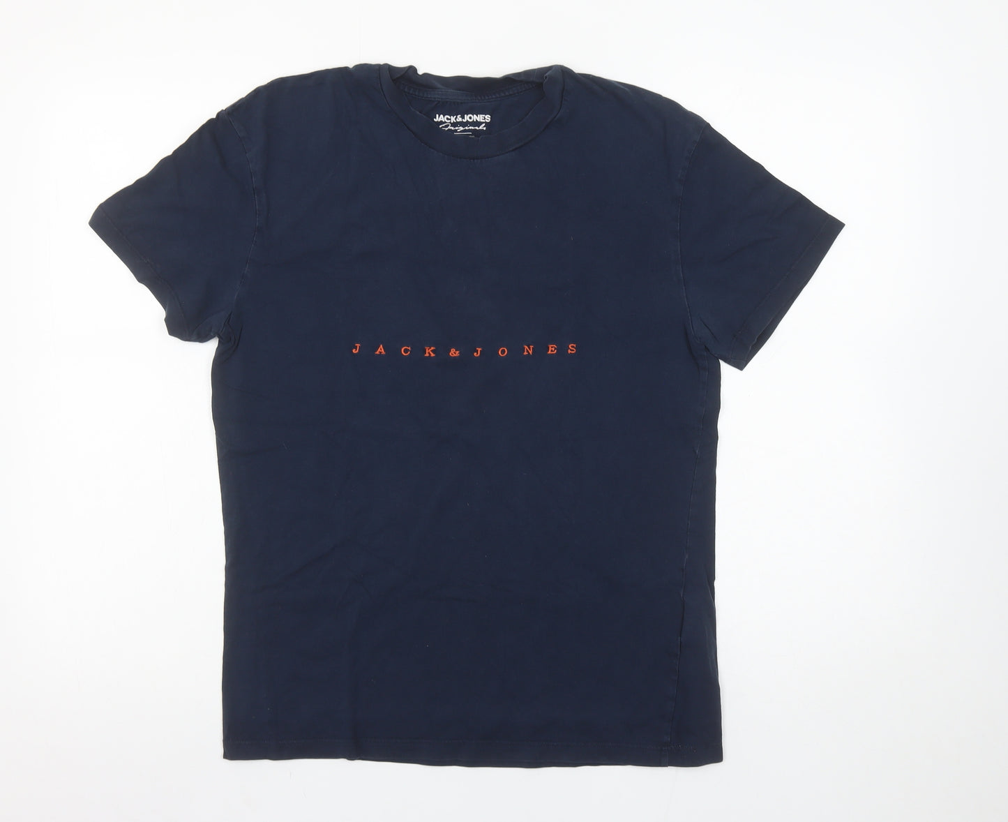 Jack & Jones Men's Blue Cotton Crew Neck Short Sleeve T-Shirt Size S