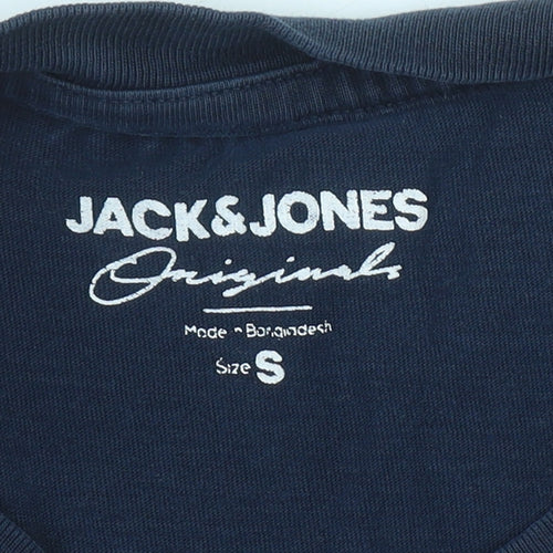 Jack & Jones Men's Blue Cotton Crew Neck Short Sleeve T-Shirt Size S