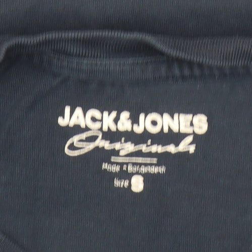 Jack & Jones Men's Blue Cotton Crew Neck Short Sleeve T-Shirt Size S
