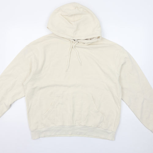 Monki Women Beige Pullover Hoodie Small Cotton Blend Casual