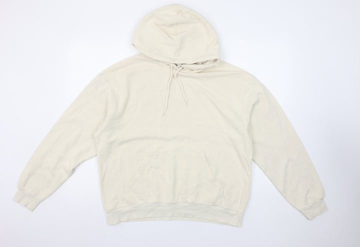 Monki Women Beige Pullover Hoodie Small Cotton Blend Casual