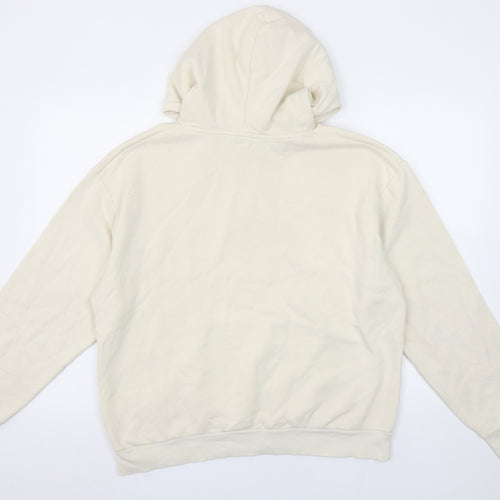Monki Women Beige Pullover Hoodie Small Cotton Blend Casual