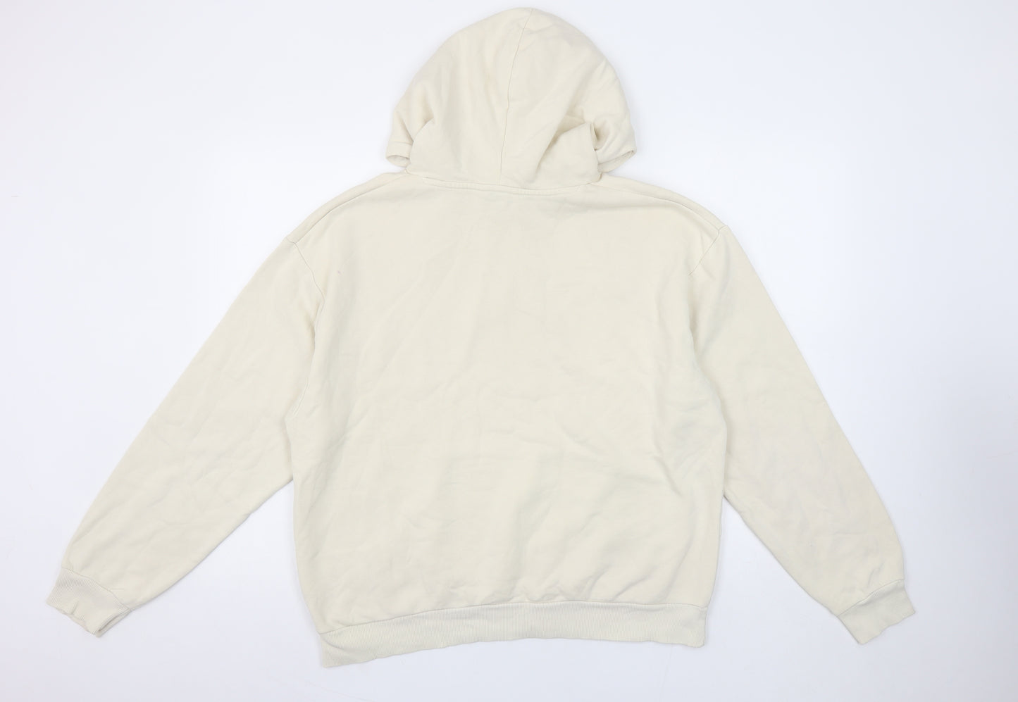 Monki Women Beige Pullover Hoodie Small Cotton Blend Casual