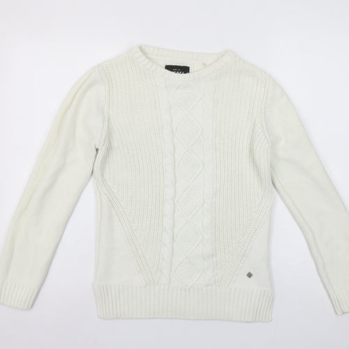 Diesel Womens Ivory Cable-Knit Crew Neck Jumper Size S