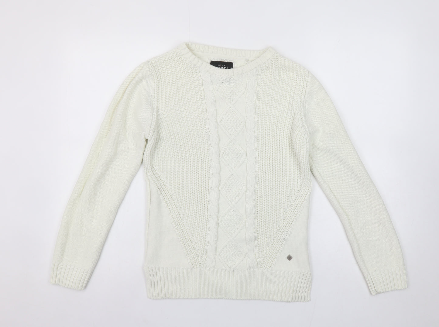 Diesel Womens Ivory Cable-Knit Crew Neck Jumper Size S