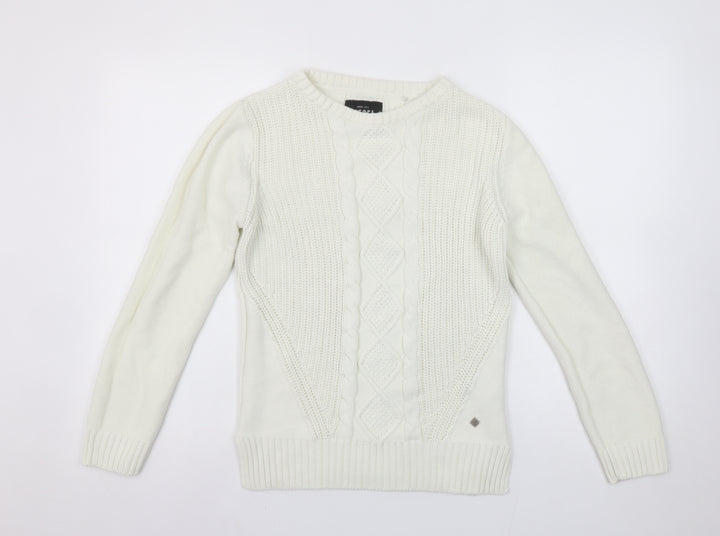 Diesel Womens Ivory Cable-Knit Crew Neck Jumper Size S
