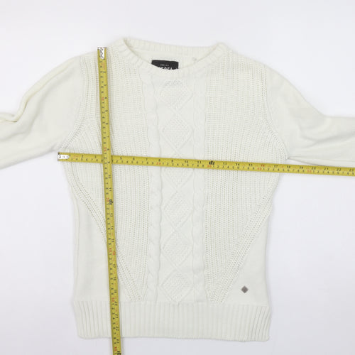 Diesel Womens Ivory Cable-Knit Crew Neck Jumper Size S