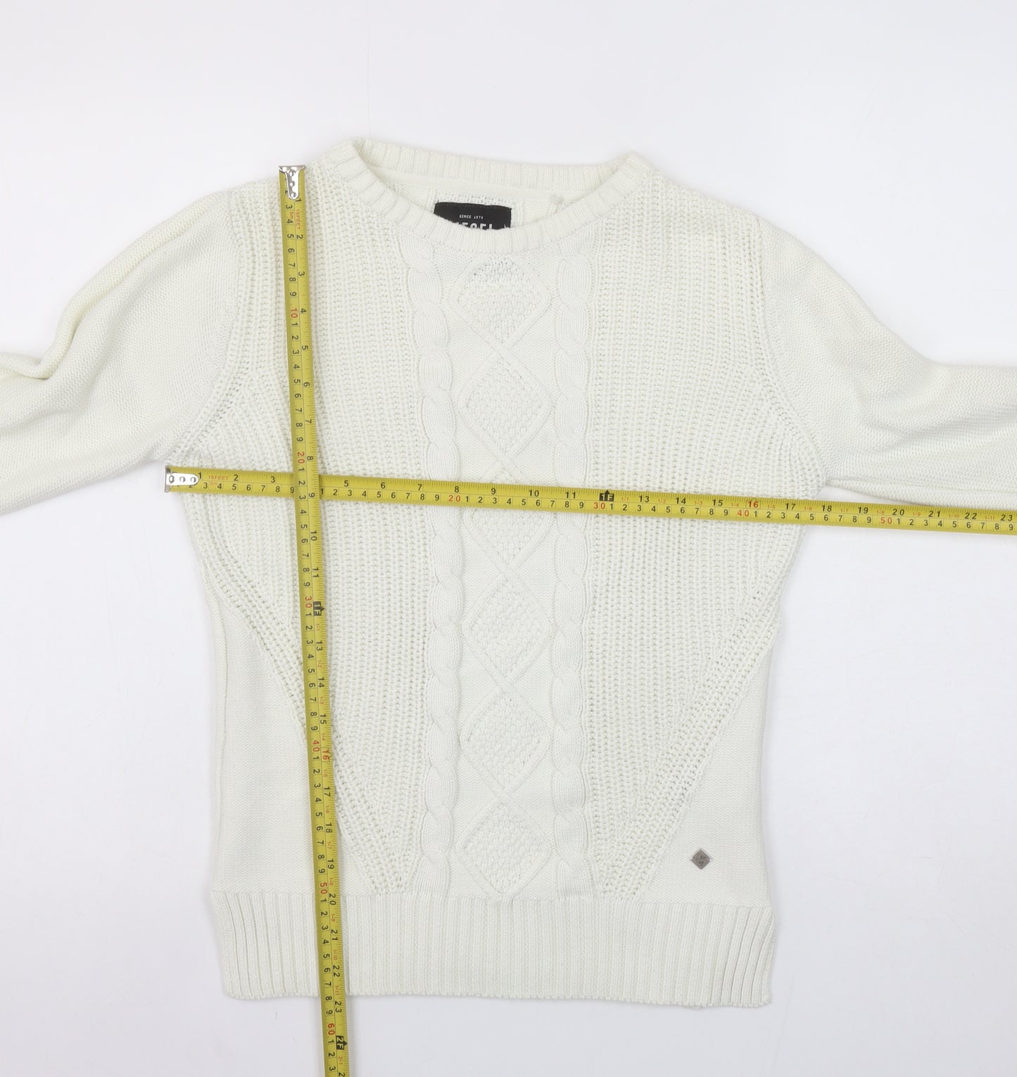 Diesel Womens Ivory Cable-Knit Crew Neck Jumper Size S