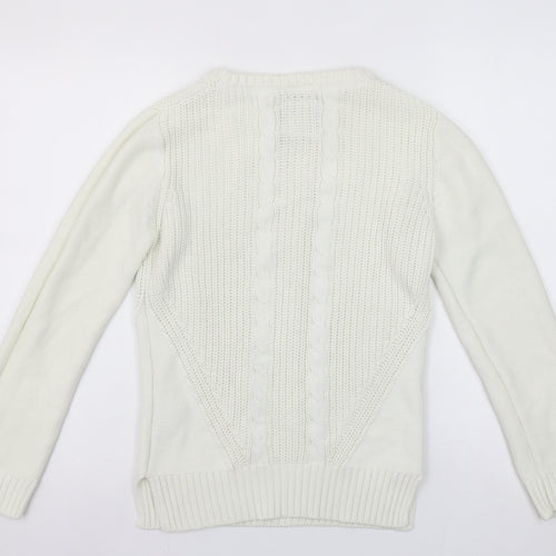 Diesel Womens Ivory Cable-Knit Crew Neck Jumper Size S