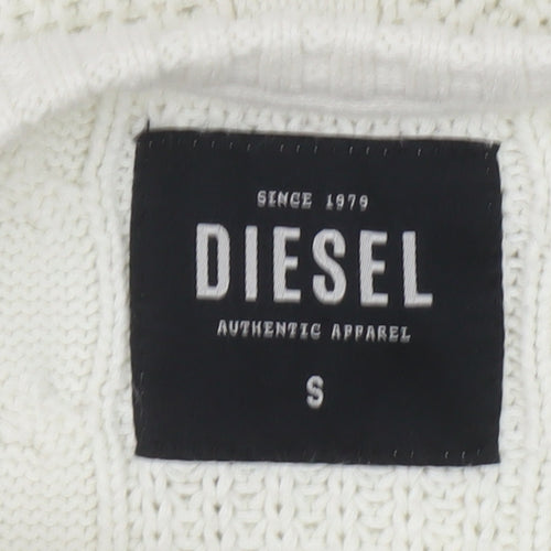 Diesel Womens Ivory Cable-Knit Crew Neck Jumper Size S