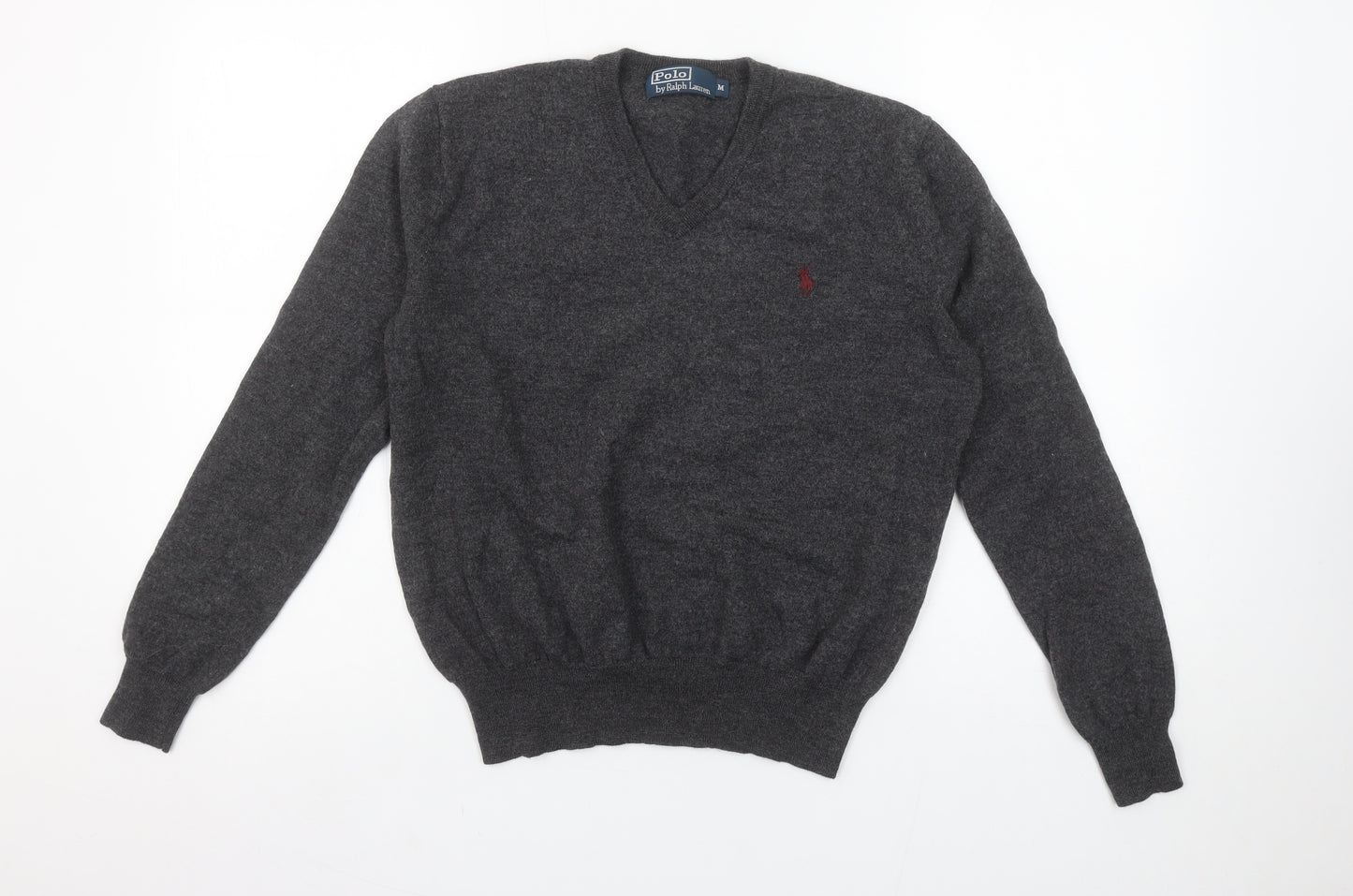 Ralph Lauren Women's Grey V-Neck Merino Wool Jumper M