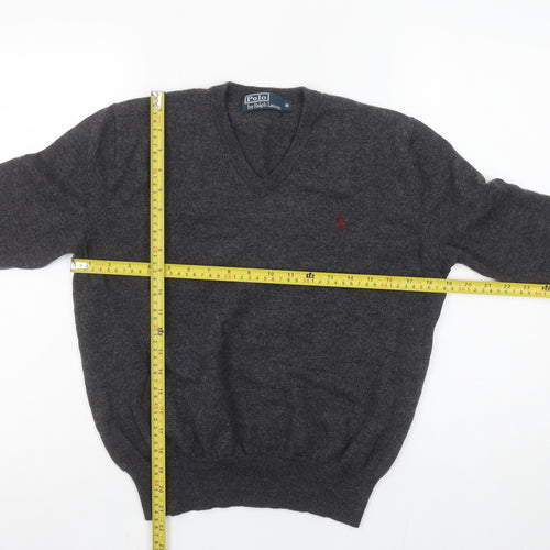 Ralph Lauren Women's Grey V-Neck Merino Wool Jumper M