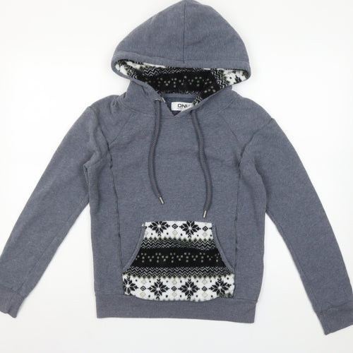 ONLY Women's Grey Fleece Lined Pullover Hoodie Size S