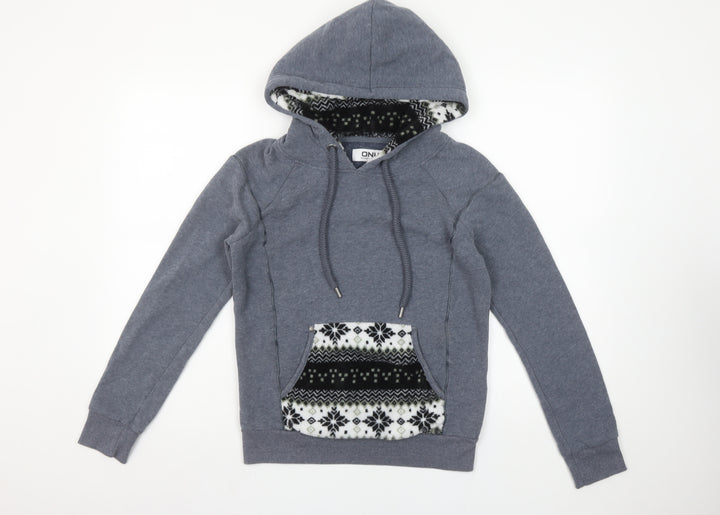 ONLY Women's Grey Fleece Lined Pullover Hoodie Size S
