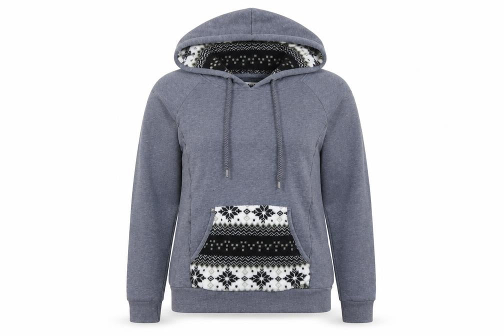 Front view of Only Women's Grey Fleece Lined Pullover Hoodie, size S