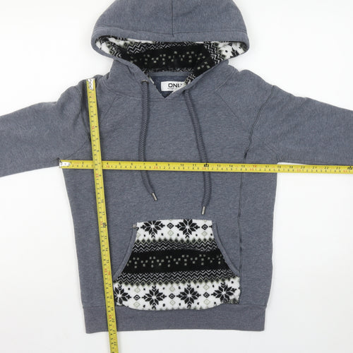 ONLY Women's Grey Fleece Lined Pullover Hoodie Size S