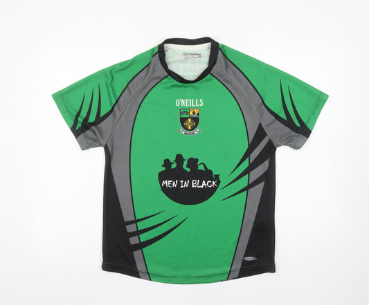 O'Neills Women's Green Sports Jersey T-Shirt Size 10 Raglan Crew Neck