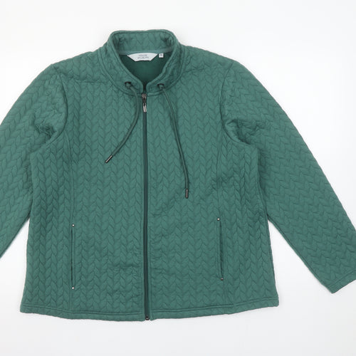 Honor Millburn Women Green Quilted Full Zip Sweatshirt Size 18
