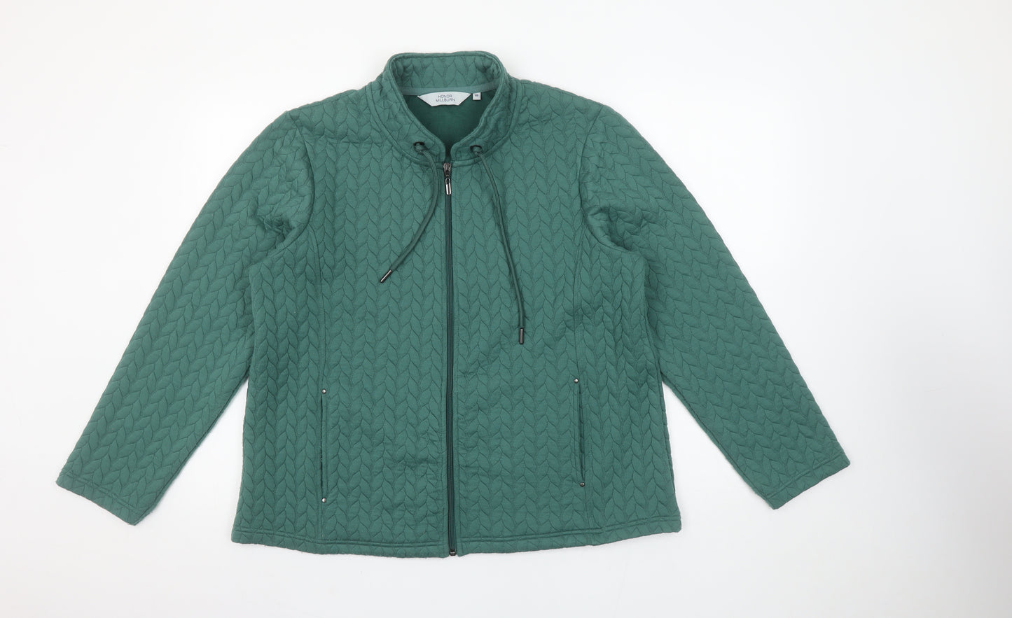 Honor Millburn Women Green Quilted Full Zip Sweatshirt Size 18