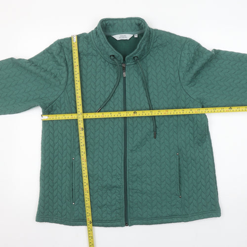 Honor Millburn Women Green Quilted Full Zip Sweatshirt Size 18