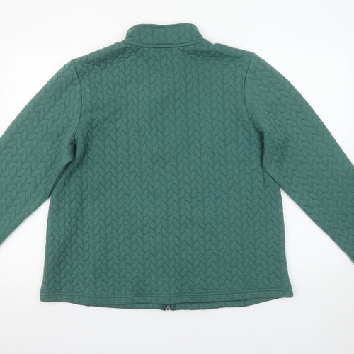 Honor Millburn Women Green Quilted Full Zip Sweatshirt Size 18