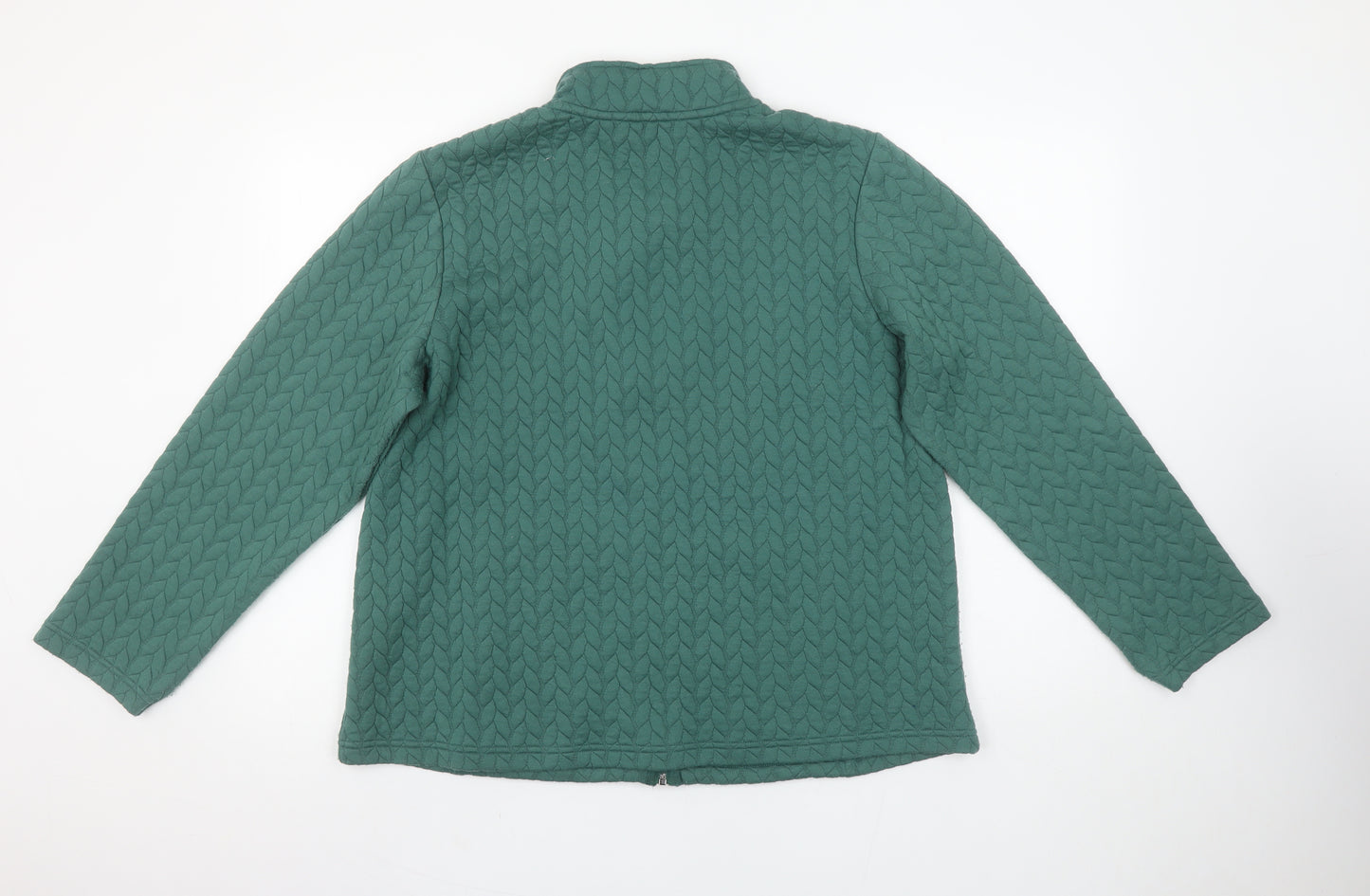 Honor Millburn Women Green Quilted Full Zip Sweatshirt Size 18