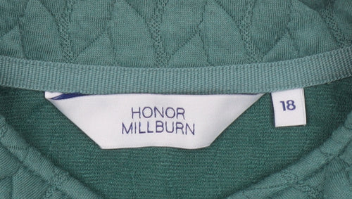 Honor Millburn Women Green Quilted Full Zip Sweatshirt Size 18