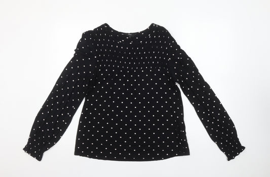 Next Women’s Black Polka Dot Long Sleeve Viscose Tunic Blouse UK 10