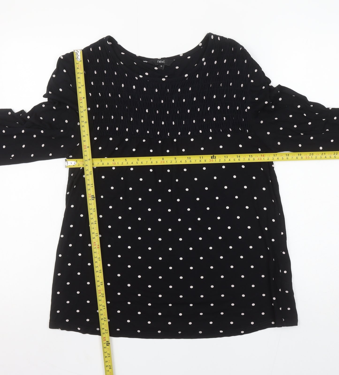Next Women’s Black Polka Dot Long Sleeve Viscose Tunic Blouse UK 10