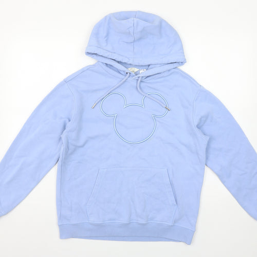 H&M Women Blue Pullover Hoodie XS Disney Mickey Cotton Blend