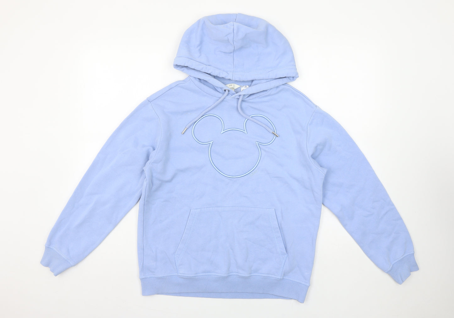 H&M Women Blue Pullover Hoodie XS Disney Mickey Cotton Blend