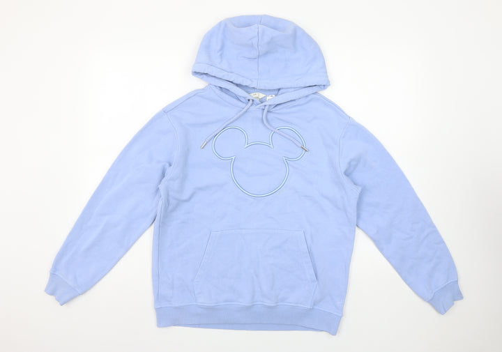 H&M Women Blue Pullover Hoodie XS Disney Mickey Cotton Blend
