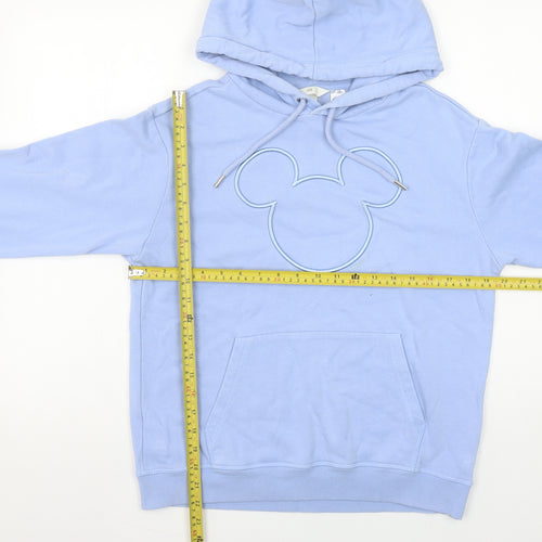 H&M Women Blue Pullover Hoodie XS Disney Mickey Cotton Blend