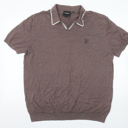 Lyle & Scott Men's Brown Cotton Collared Short Sleeve Polo Shirt XL