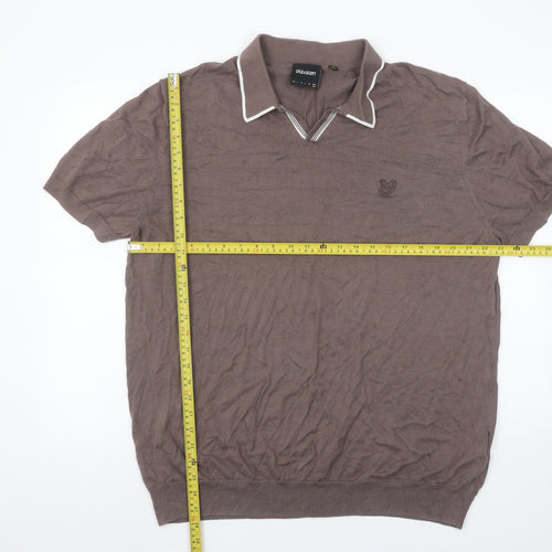 Lyle & Scott Men's Brown Cotton Collared Short Sleeve Polo Shirt XL