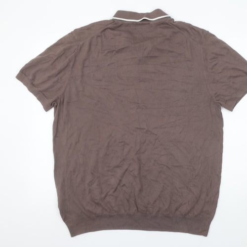 Lyle & Scott Men's Brown Cotton Collared Short Sleeve Polo Shirt XL