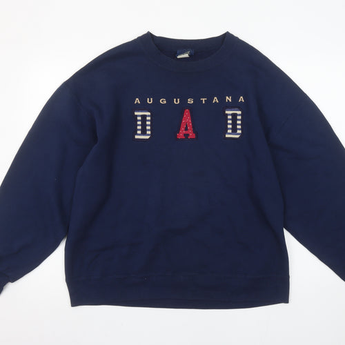 Famous Sportswear Men’s Blue Pullover Sweatshirt L Embroidered Augastana Dad