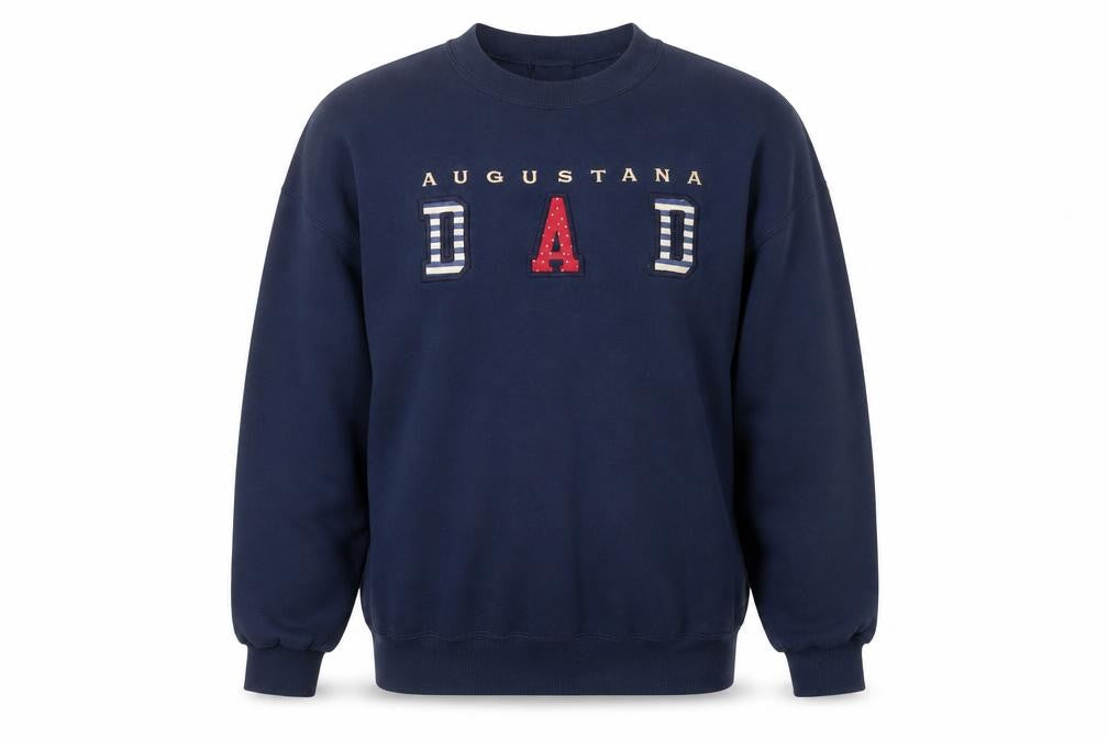 Front view of Famous Sportswear Men’s Blue Pullover Sweatshirt L Embroidered Augastana Dad