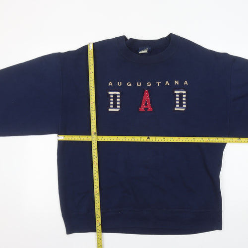 Famous Sportswear Men’s Blue Pullover Sweatshirt L Embroidered Augastana Dad