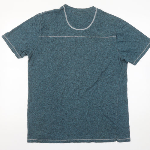 PD&C Men's Blue Short Sleeve V-Neck Cotton Blend T-Shirt XL
