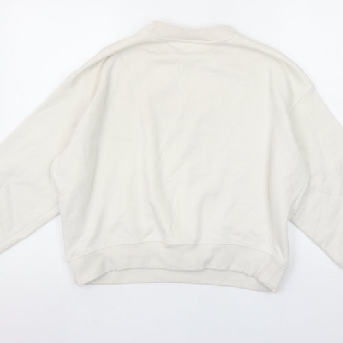 H&M Women Ivory Paris Atelier Cotton Blend Crew Neck Sweatshirt Size S