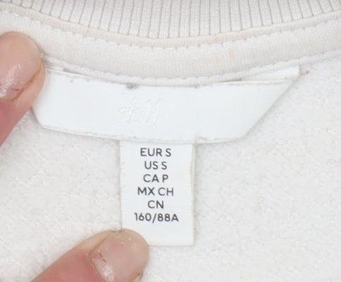 H&M Women Ivory Paris Atelier Cotton Blend Crew Neck Sweatshirt Size S