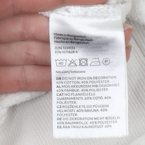 H&M Women Ivory Paris Atelier Cotton Blend Crew Neck Sweatshirt Size S