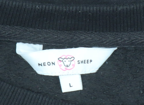 Neon Sheep Women’s Black Pullover Sweatshirt Size L with Pink C Logo
