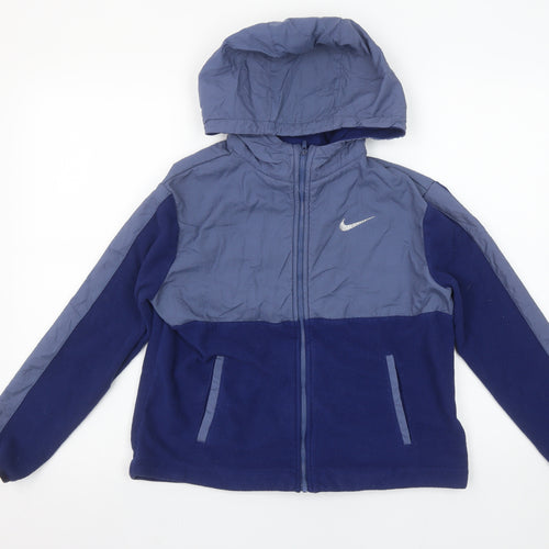 Nike Boys Blue Dri-FIT Hooded Full Zip Jacket Size L 146-156cm