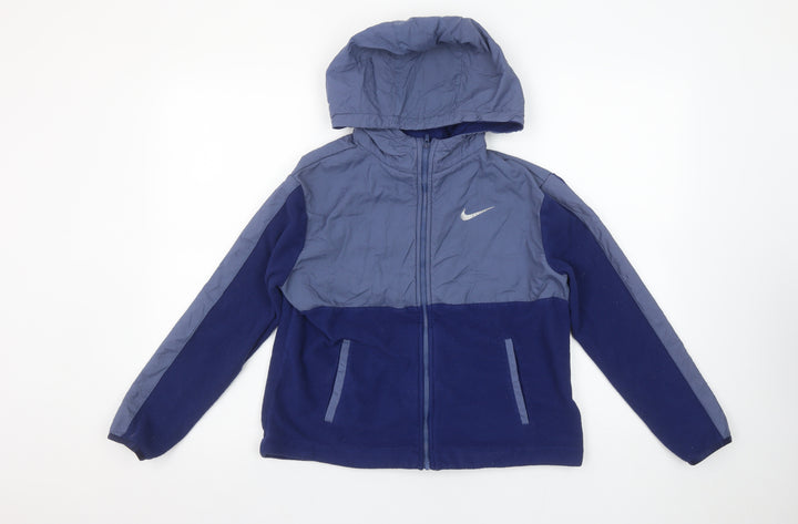 Nike Boys Blue Dri-FIT Hooded Full Zip Jacket Size L 146-156cm
