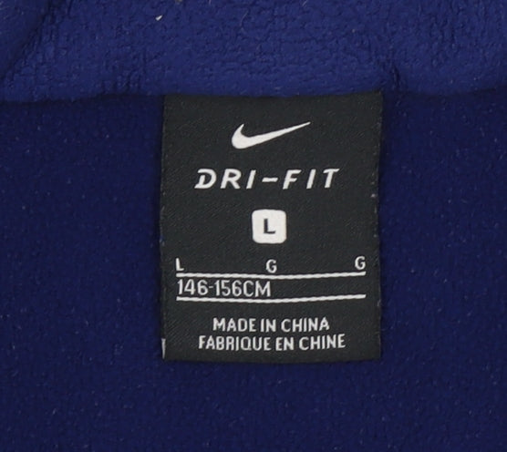 Nike Boys Blue Dri-FIT Hooded Full Zip Jacket Size L 146-156cm